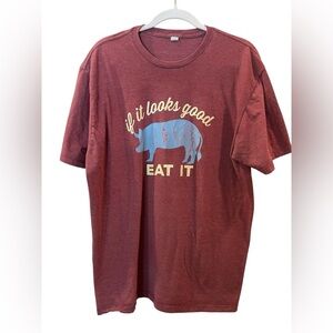 Andrew Zimmern If It Looks Good Eat It Pig Men’s T-shirt Burgundy Size: XL